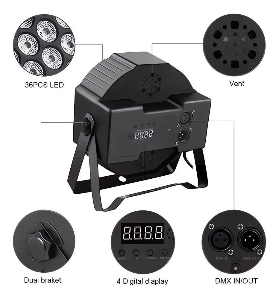 Reflector Strobo Par Led 36 Digital Rgb - Imagen 2
