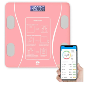 Bascula Electronica Bluetooth Digital Inteligente De Vidrio Color Rosa