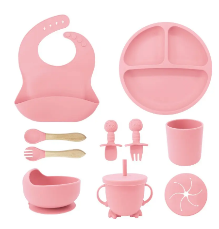 Kit De Alimentación Para Bebés 6-12 Meses 8 Piezas Silicona Bpa Free Microonda